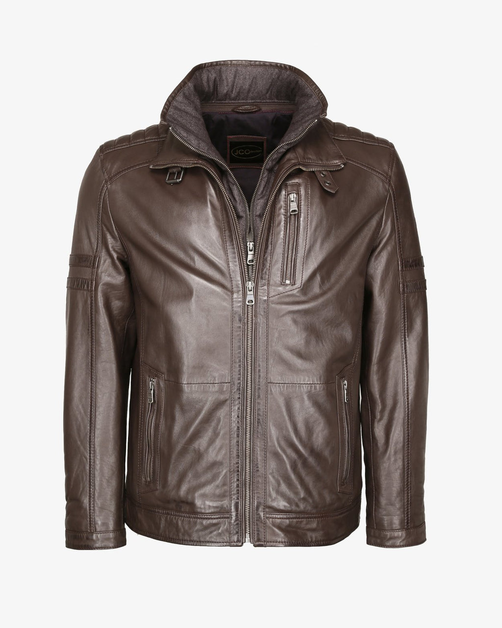 JCCMIT DOPPELTEM KRAGEN - Lederjacke
