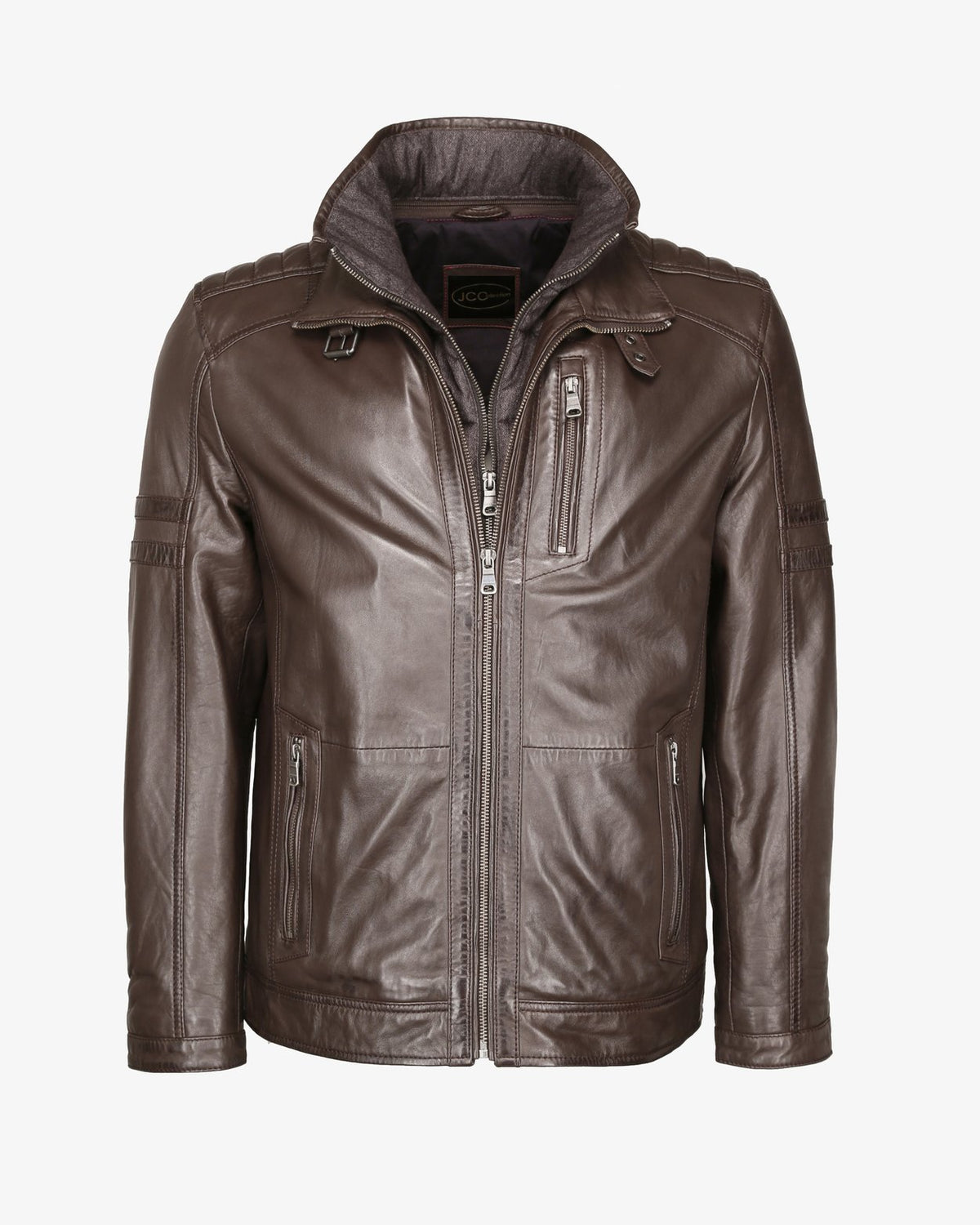 JCCMIT DOPPELTEM KRAGEN - Lederjacke
