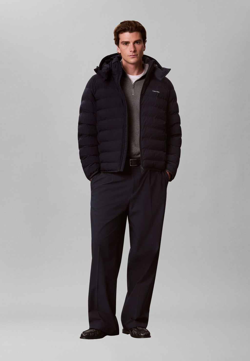 Calvin KleinLIGHTWEIGHT LOGO HOODED PUFFER JACKET - Übergangsjacke