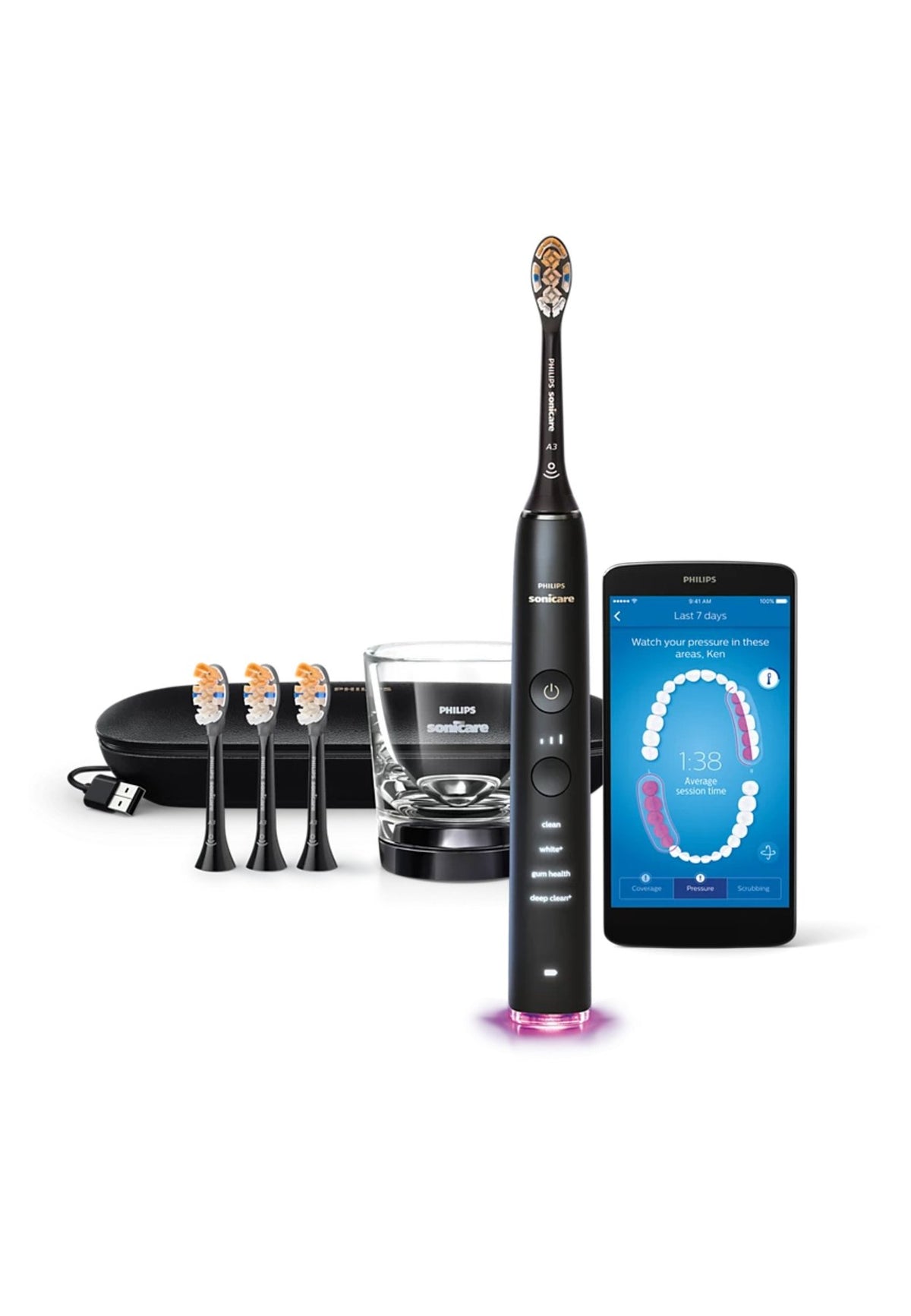 PhilipsSONICARE DIAMONDCLEAN SMART 9400 AKKU-ZAHNBÜRSTE - SCHWARZ HX9918/89 - Elektrische Zahnbürste