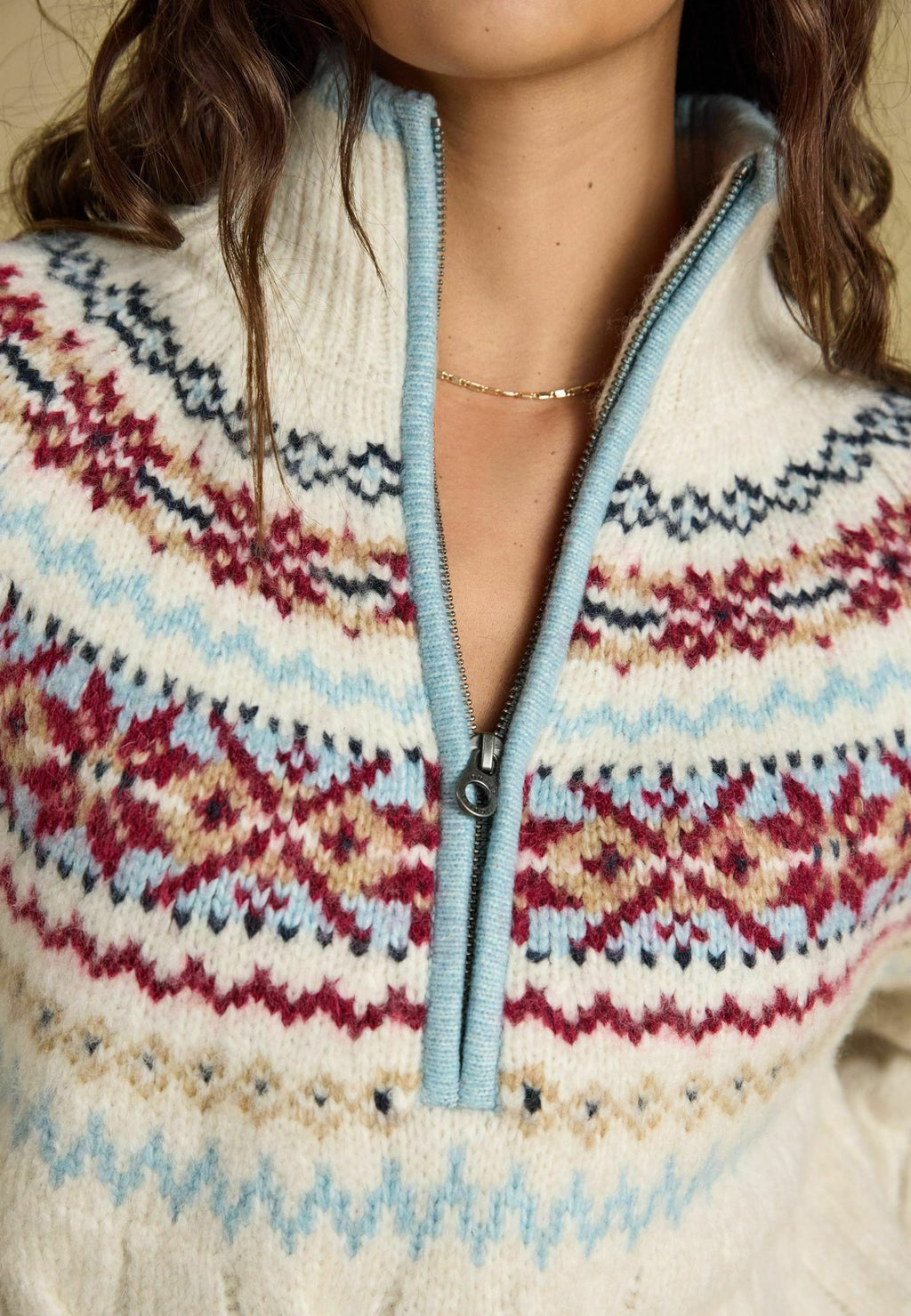 Tom JouleCABLE KNIT FAIR ISLE HALF ZIP JUMPER - Strickpullover