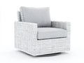 Loungesessel Rattan Stoff 88x86x78 cm - Weiß und Grau - geflochtener Outdoor Sessel