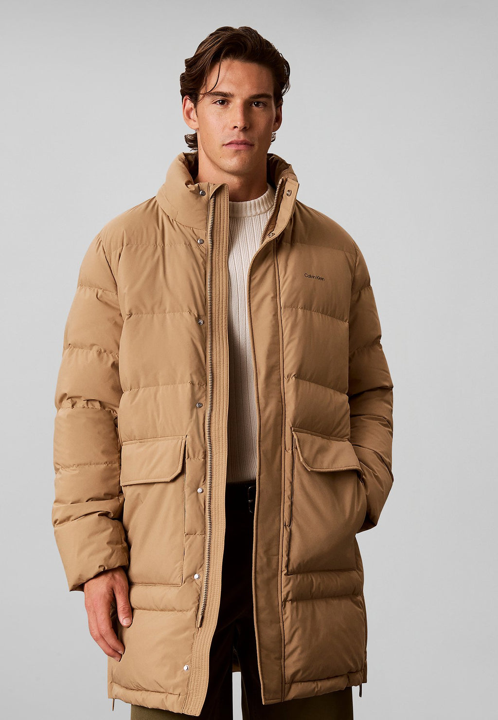 Calvin KleinLONG HOODED DOWN PUFFER COAT - Daunenmantel