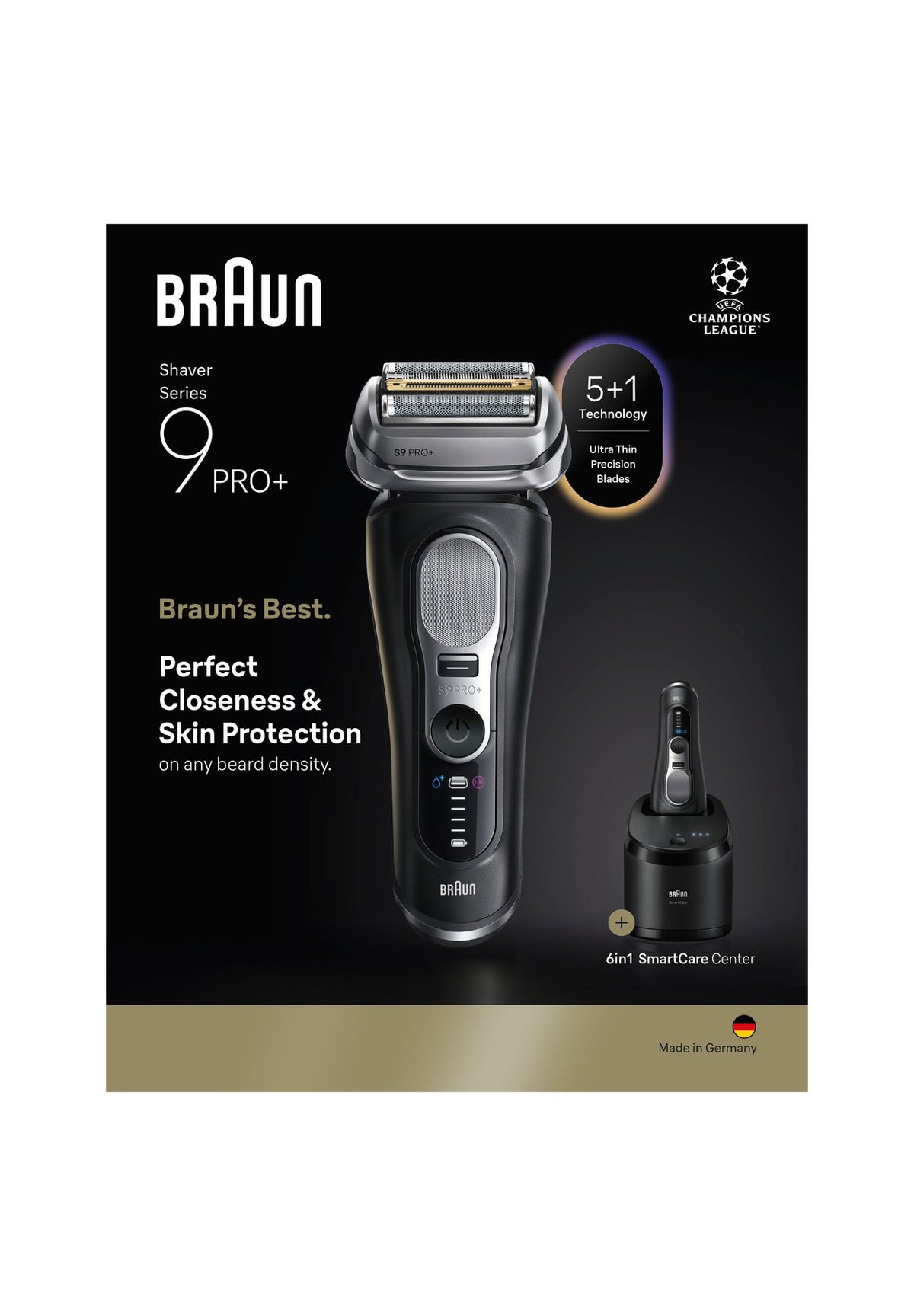 BraunBRAUN ELEKTRISCHER RASIERER - SERIES 9 PRO+ 9660CC WET&DRY - BLACK - Rasierapparat