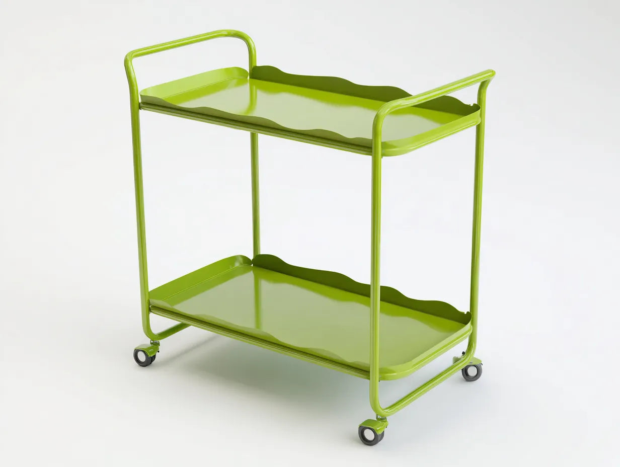 Servierwagen Metall 70x43x84 cm - Grün - zweistufiger Tablettstil für Küche