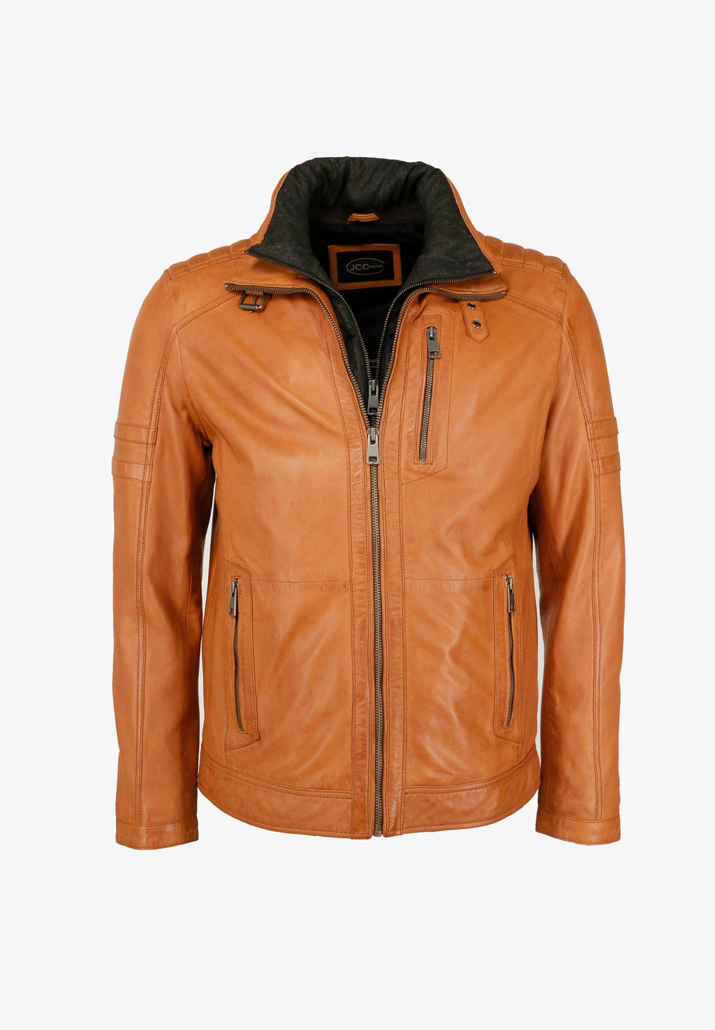 JCCMIT DOPPELTEM KRAGEN - Lederjacke