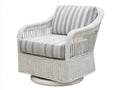 Loungesessel Rattan Stoff 89x86x79 cm - Weiß und Grau - gestreifter Drehsessel für Außenbereich