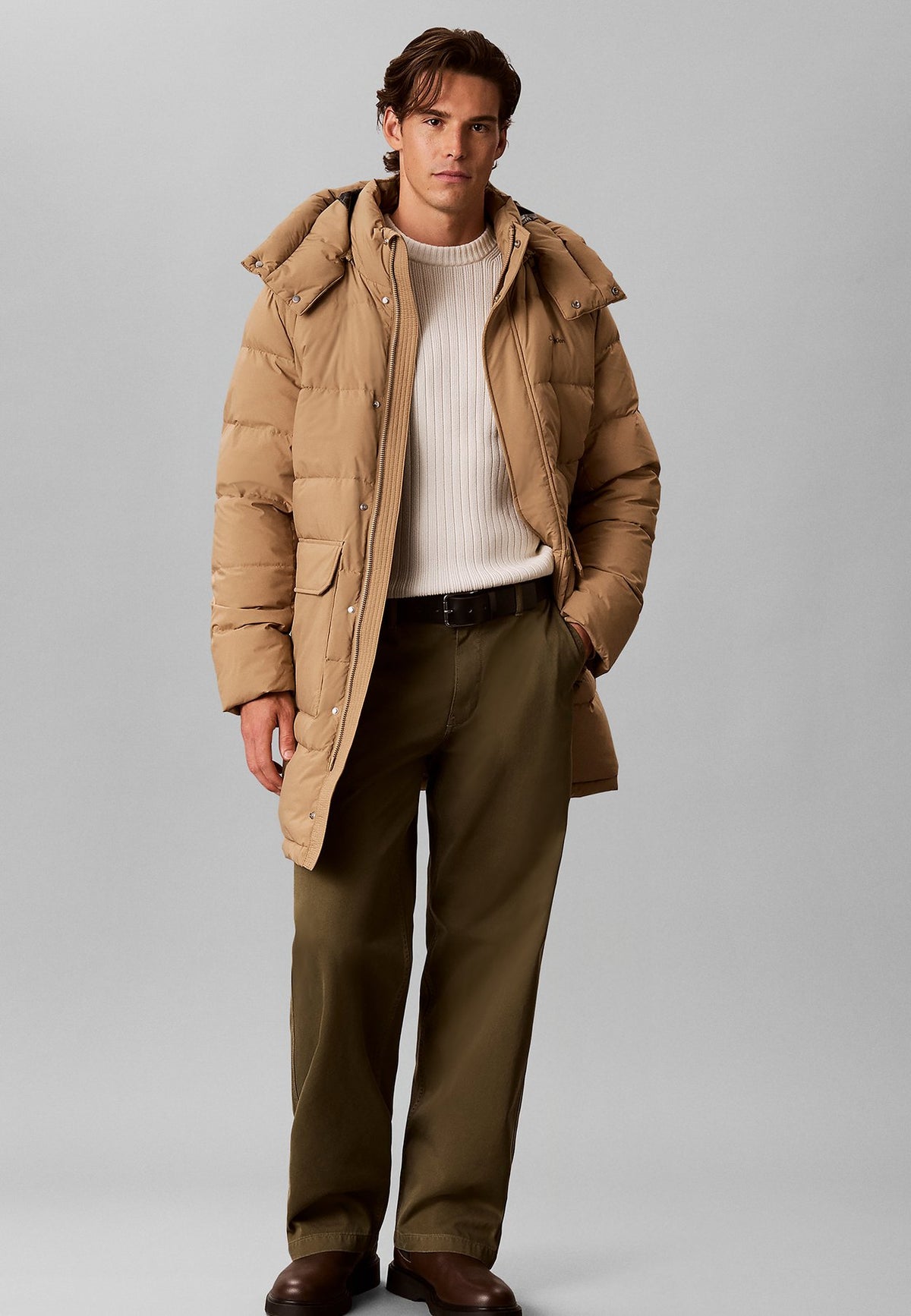 Calvin KleinLONG HOODED DOWN PUFFER COAT - Daunenmantel