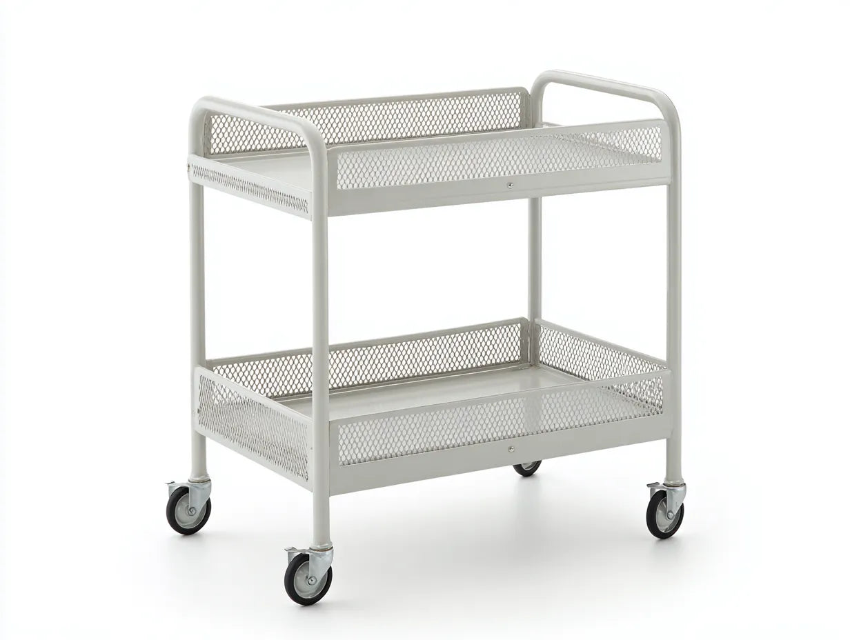 Servierwagen Metall 75x38x83 cm - Weiß - Gitterablagen für Küche