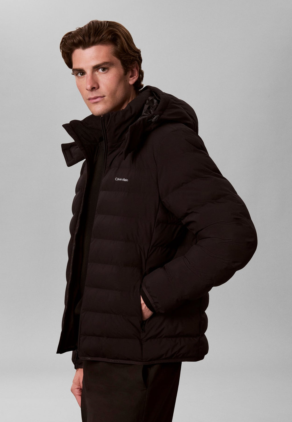 Calvin KleinLIGHTWEIGHT LOGO HOODED PUFFER JACKET - Übergangsjacke