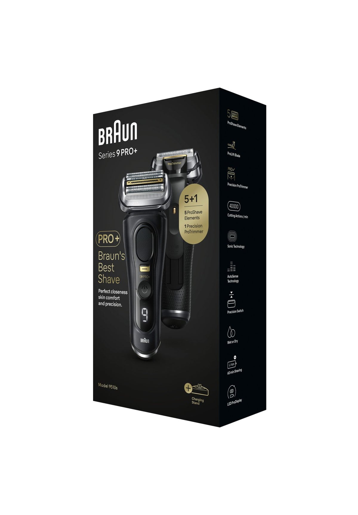 BraunBRAUN ELEKTRISCHER RASIERER - SERIES 9 PRO+ 9510S WET&DRY - BLACK - Rasierapparat
