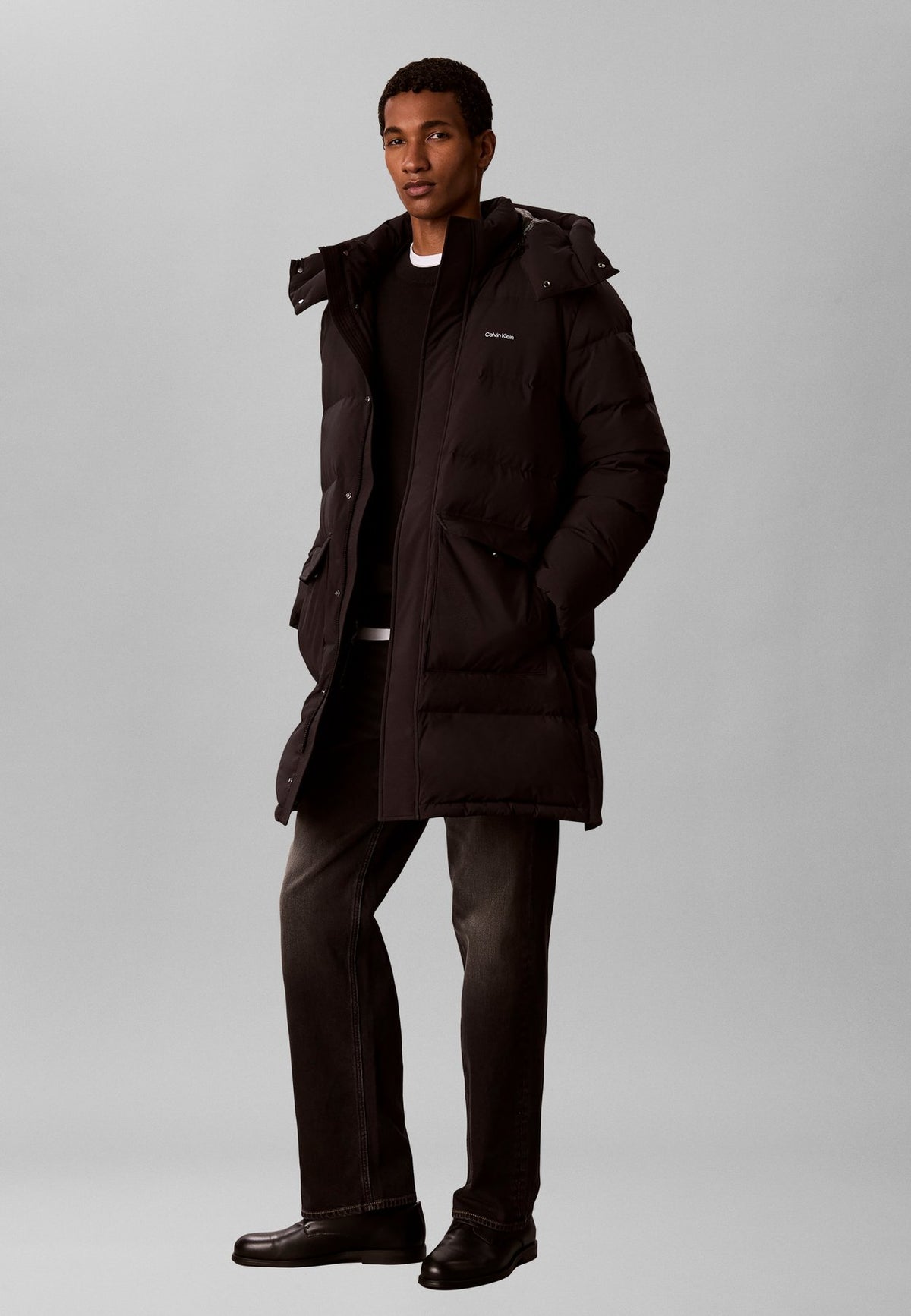 Calvin KleinLONG HOODED DOWN PUFFER COAT - Daunenmantel