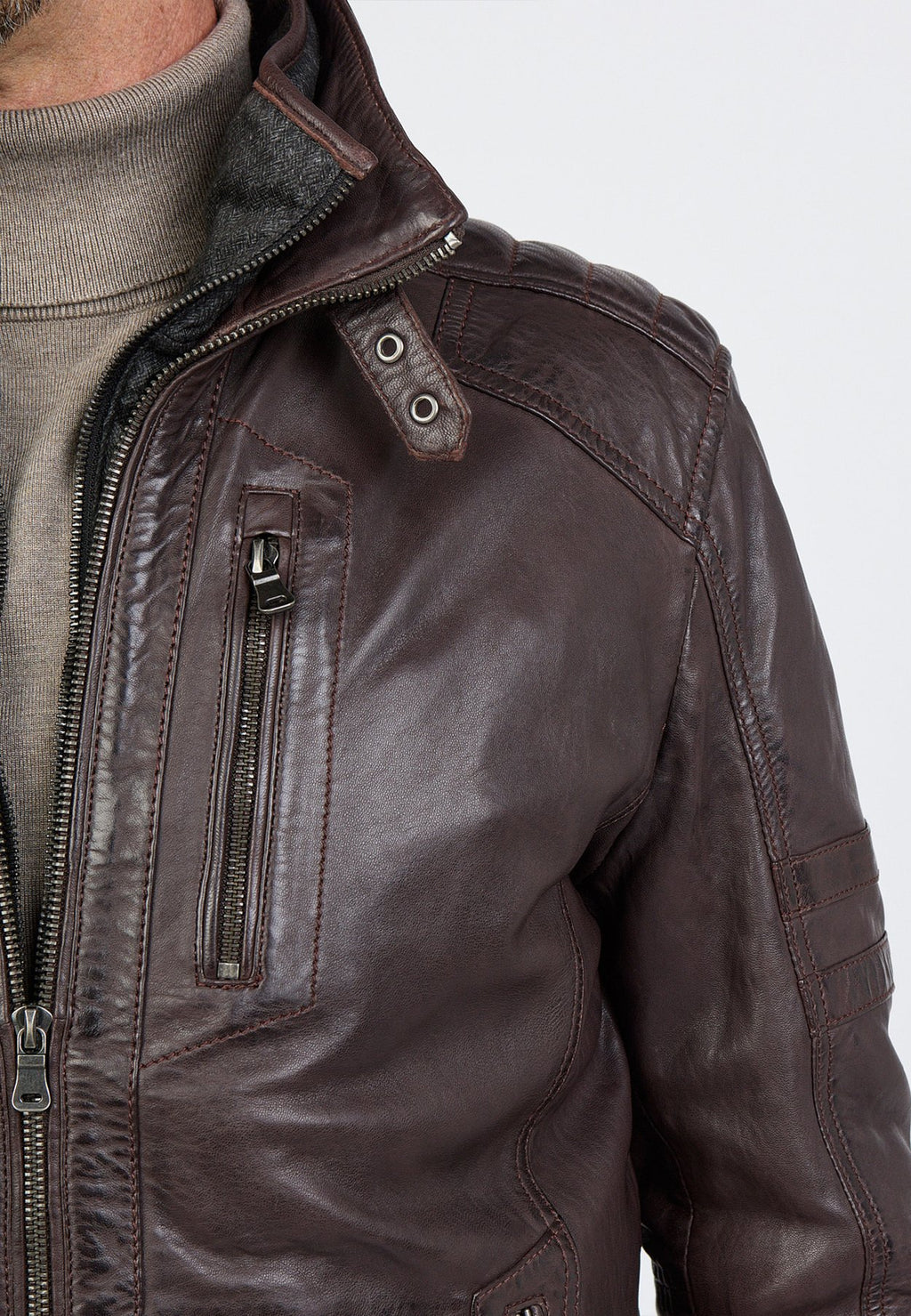 JCCMIT DOPPELTEM KRAGEN - Lederjacke
