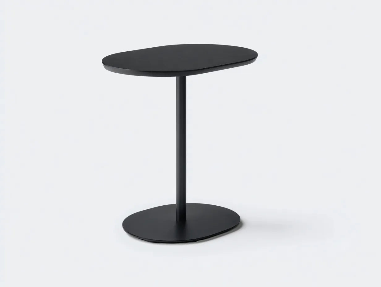 Beistelltisch oval aus Metall 58x42x60 cm - Schwarz - schlanker Mittelfuß für Wohnzimmer