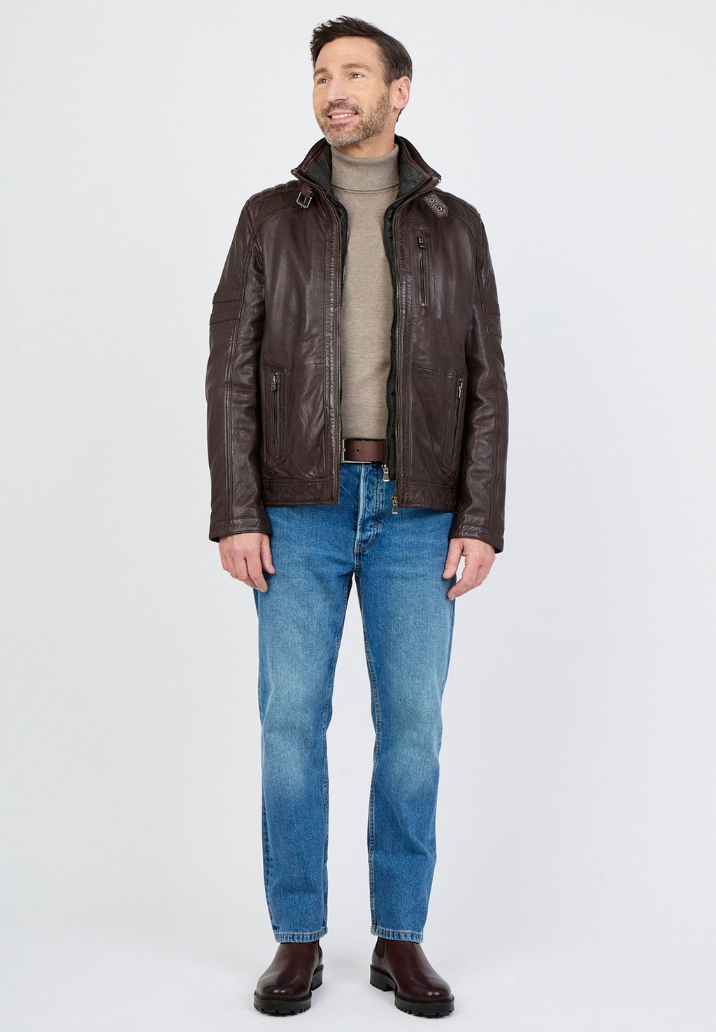JCCMIT DOPPELTEM KRAGEN - Lederjacke