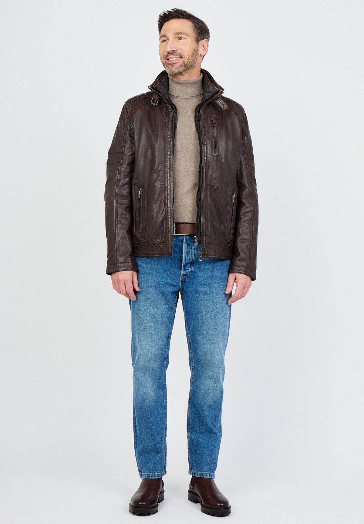 JCCMIT DOPPELTEM KRAGEN - Lederjacke