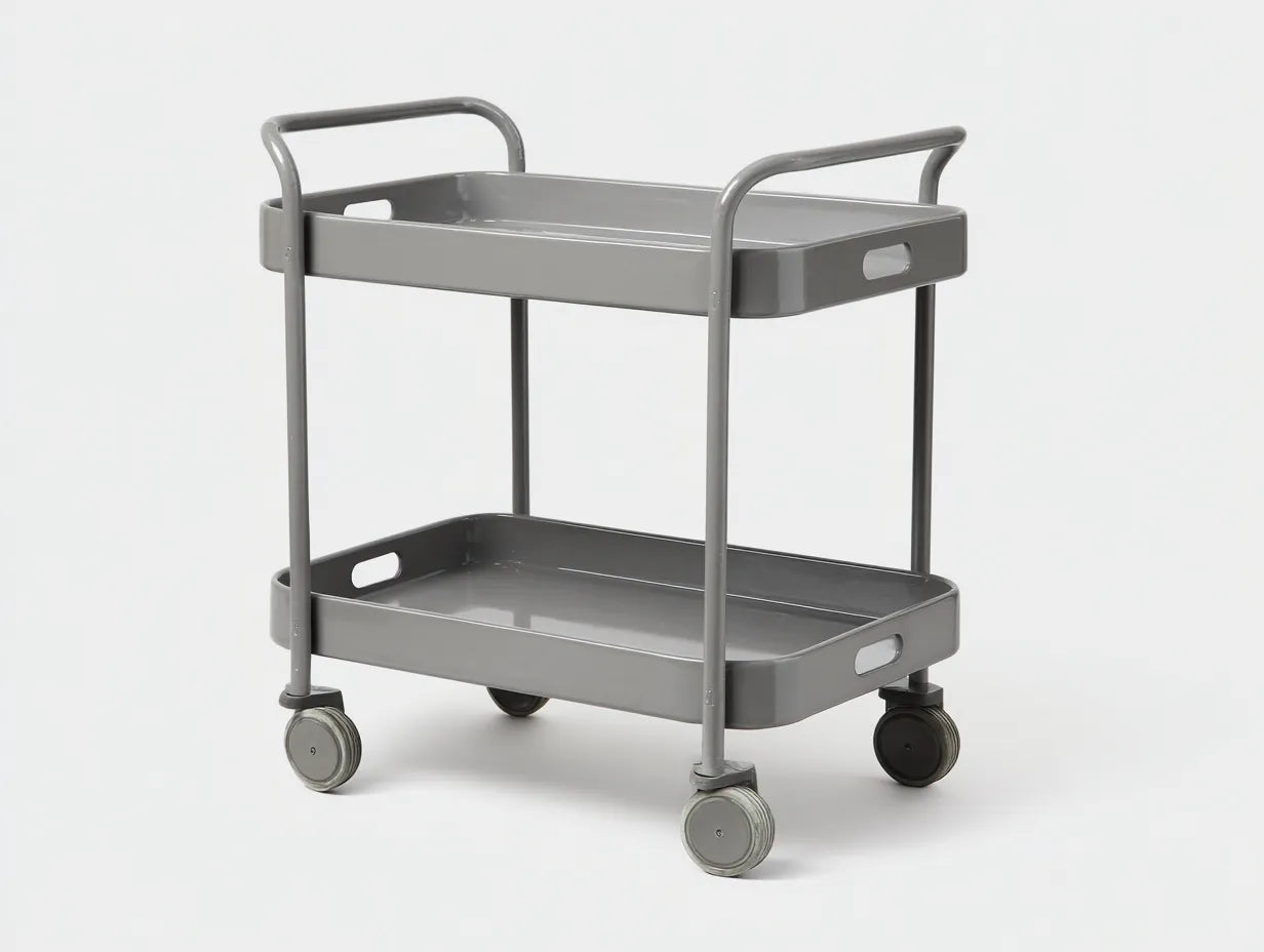 Servierwagen Metall 68x42x80 cm - Grau - zweistufiger Küchenwagen mit Griffen