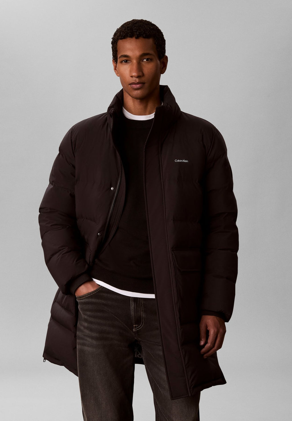 Calvin KleinLONG HOODED DOWN PUFFER COAT - Daunenmantel