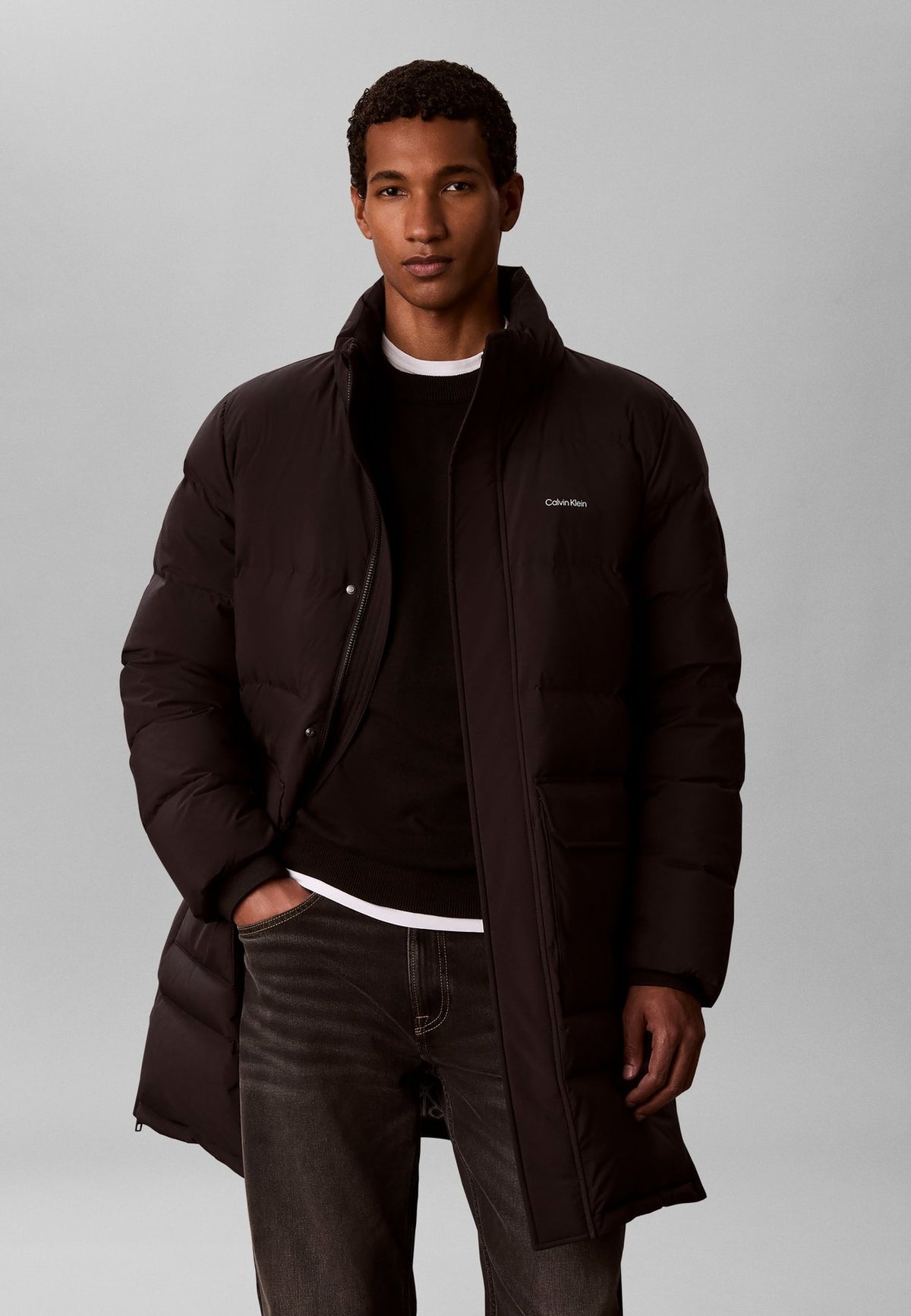 Calvin KleinLONG HOODED DOWN PUFFER COAT - Daunenmantel