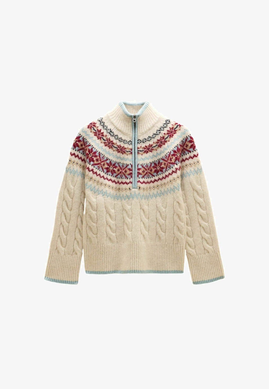 Tom JouleCABLE KNIT FAIR ISLE HALF ZIP JUMPER - Strickpullover