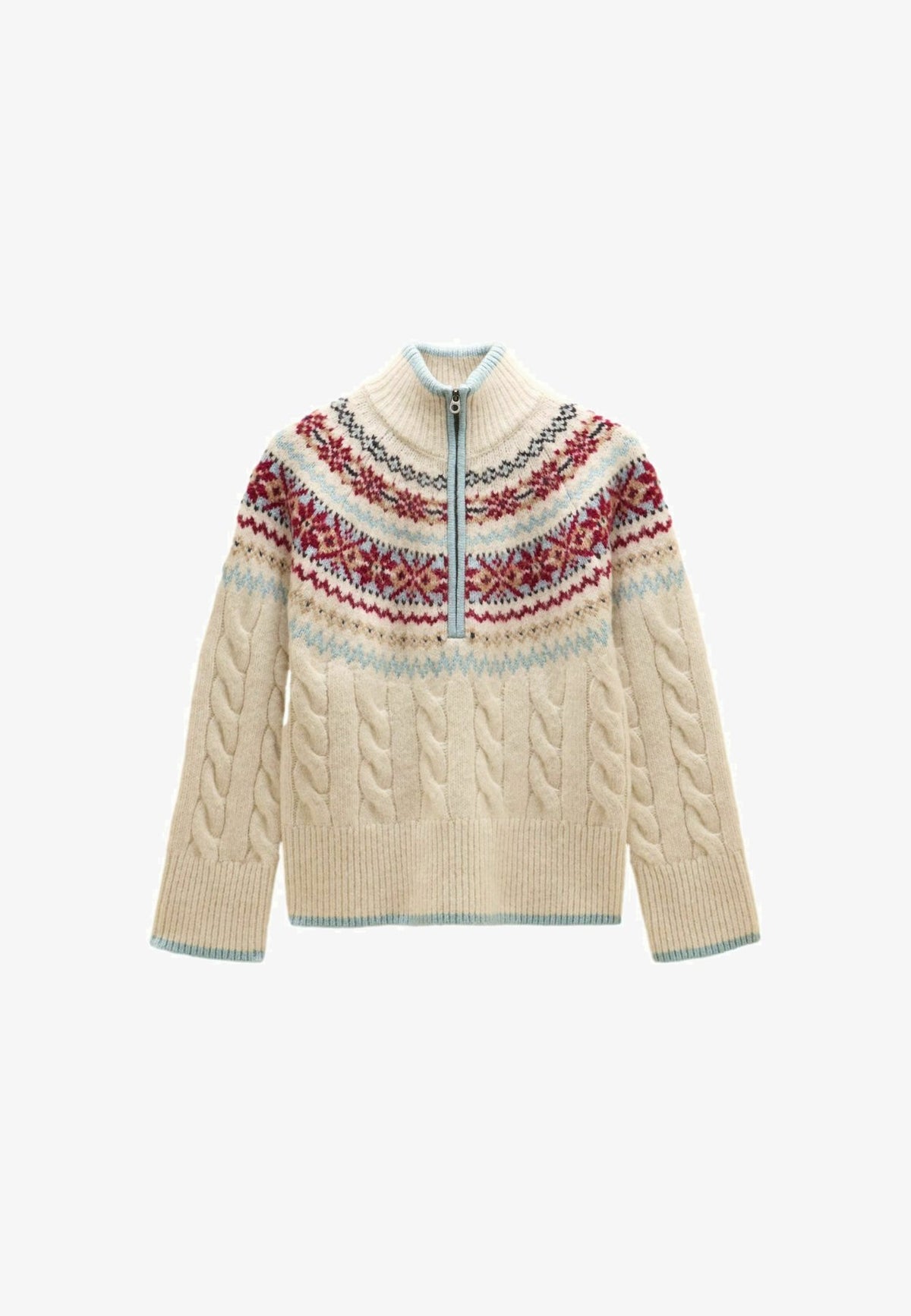 Tom JouleCABLE KNIT FAIR ISLE HALF ZIP JUMPER - Strickpullover