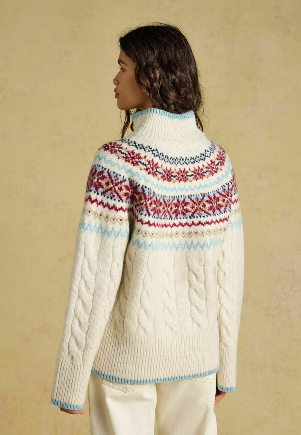 Tom JouleCABLE KNIT FAIR ISLE HALF ZIP JUMPER - Strickpullover