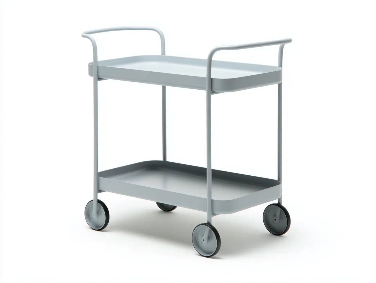 Servierwagen Metall 66x40x79 cm - Hellgrau - mobiler Küchenstil mit zwei Ebenen