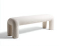 Sitzbank Bouclé 145x42x46 cm - Creme - abgerundeter Stil für Schlafzimmer