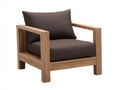 Loungesessel Holz Stoff 86x83x77 cm - Dunkelbraun und Naturholz - massiver Terrassenstil
