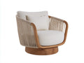 Loungesessel Holz Seilgeflecht 90x86x78 cm - Elfenbein und Naturholz - offene Loungeform für Garten