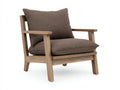 Loungesessel Holz Stoff 82x84x78 cm - Dunkelbraun und Naturholz - rustikaler Außenbereichsstil