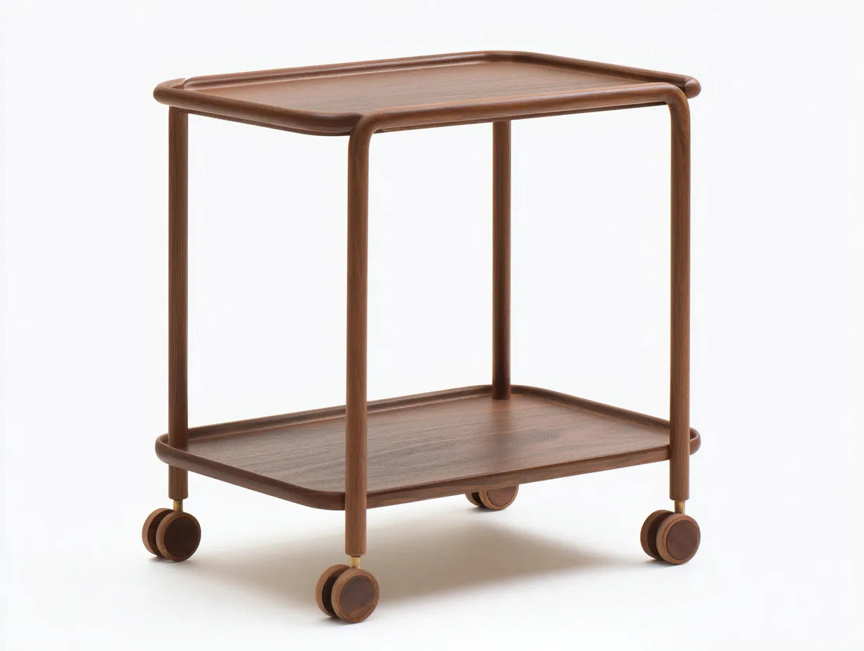 Servierwagen Holz 72x45x78 cm - Walnussbraun - zweistufiger Küchenwagen