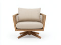 Loungesessel Holz Seilgeflecht 87x84x82 cm - Naturbeige und Eichefarben - Kreuzfuß für Außenbereich