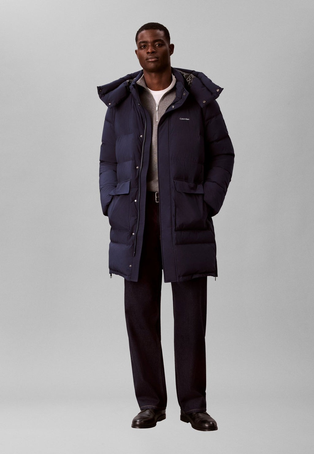 Calvin KleinLONG HOODED DOWN PUFFER COAT - Daunenmantel