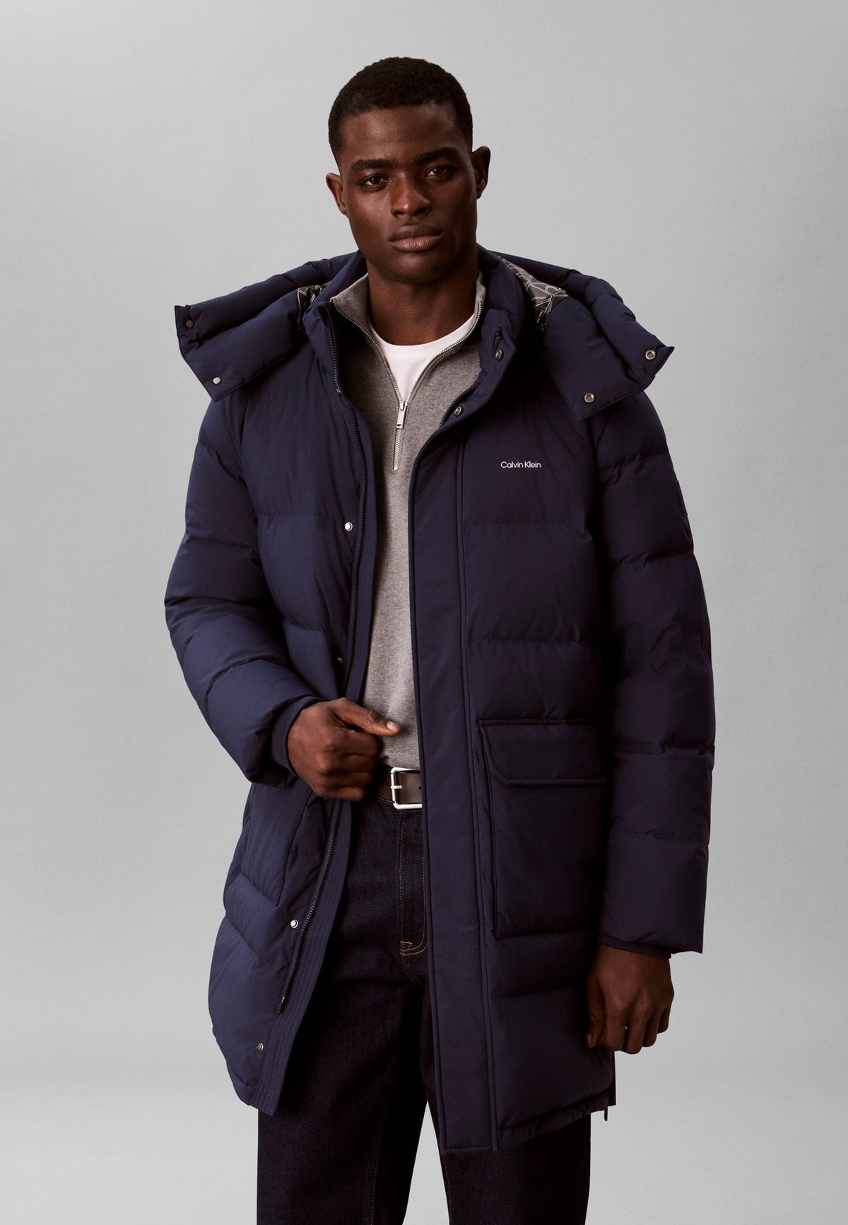 Calvin KleinLONG HOODED DOWN PUFFER COAT - Daunenmantel