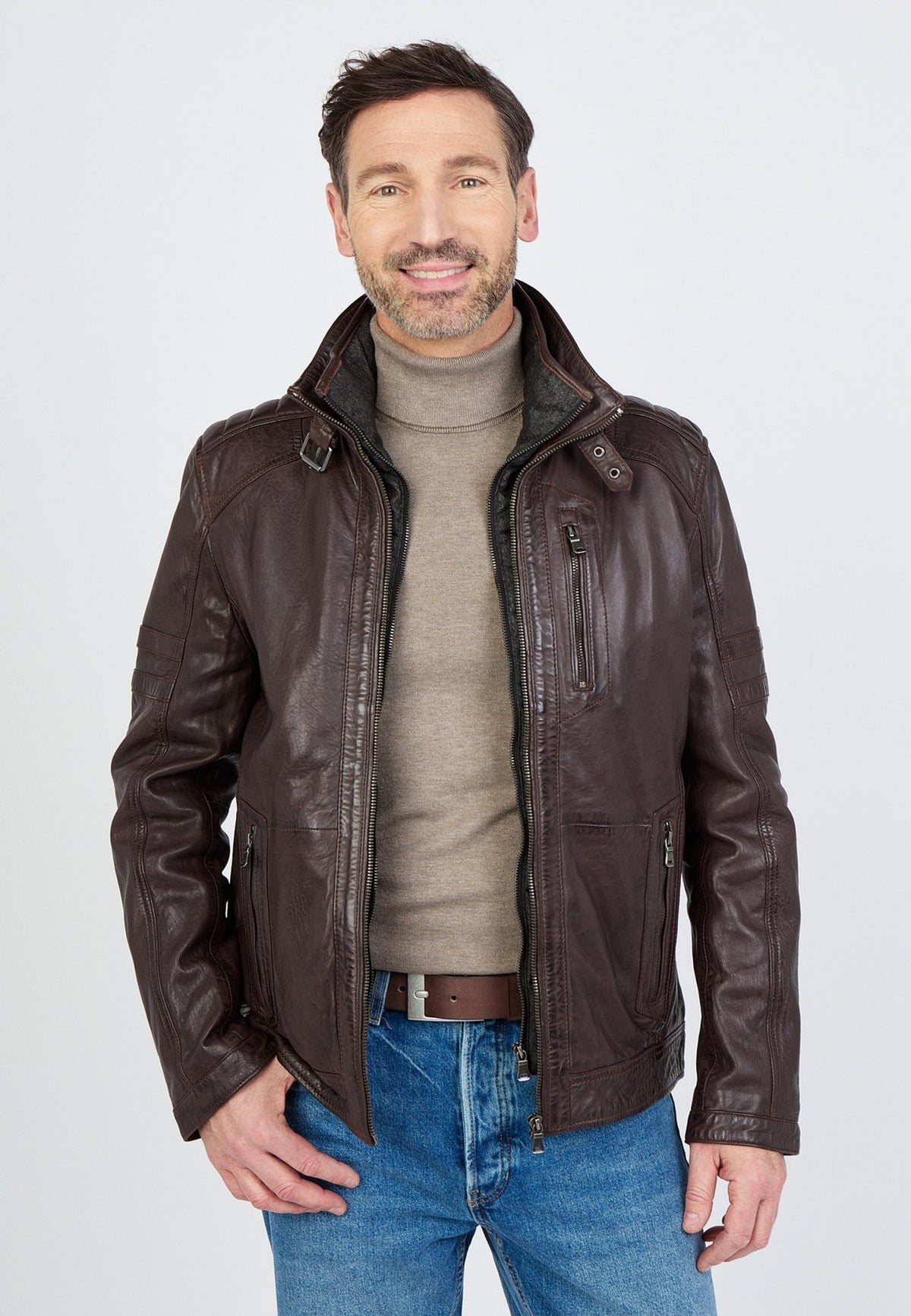 JCCMIT DOPPELTEM KRAGEN - Lederjacke