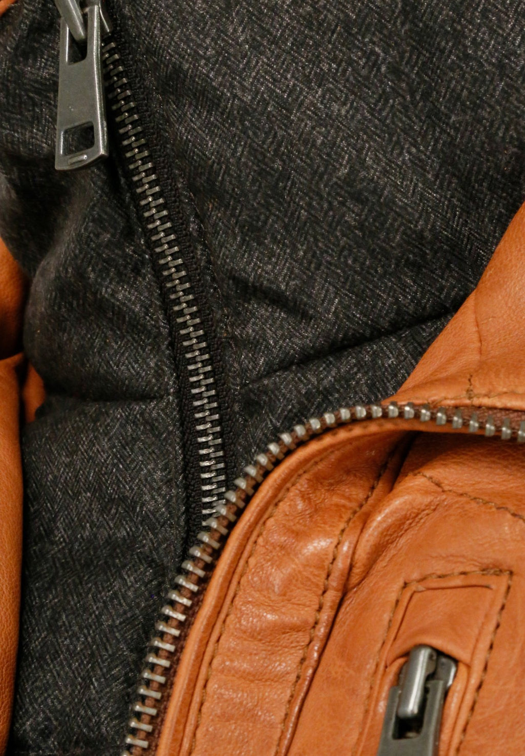 JCCMIT DOPPELTEM KRAGEN - Lederjacke