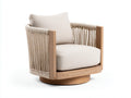 Loungesessel Holz Seilgeflecht 89x85x77 cm - Beige und Hellholz - drehbare Gartenlounge Form
