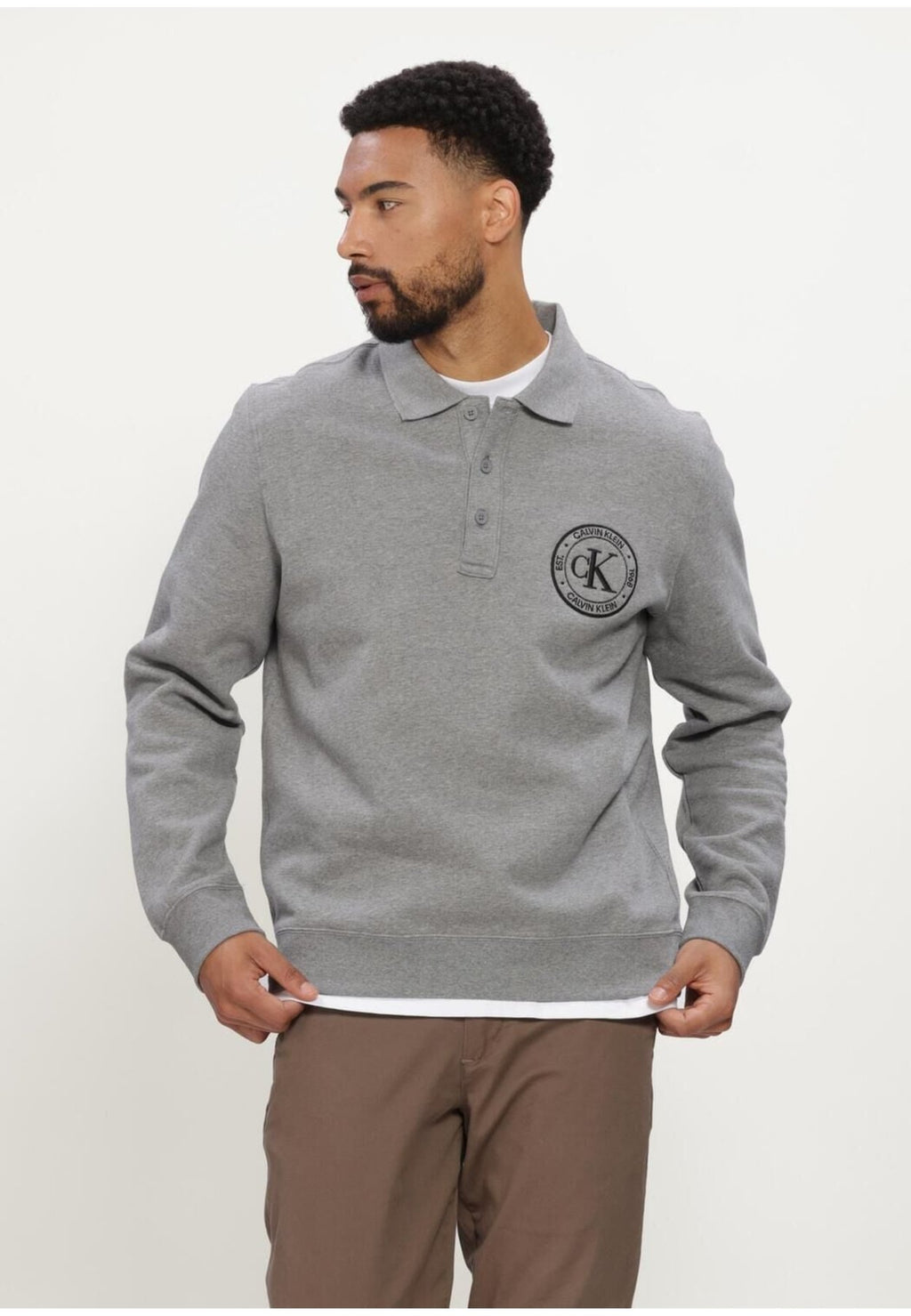 Calvin KleinCALVIN KLEIN HEREN POLO'S LS 350TERRY EU GRAPHIC POLO SWEAT. - Poloshirt