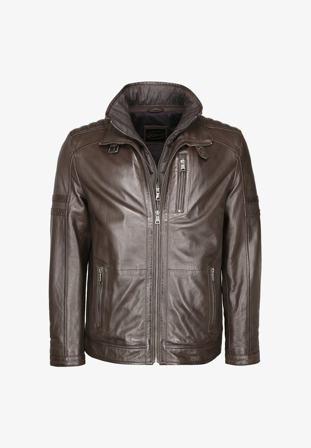JCCMIT DOPPELTEM KRAGEN - Lederjacke