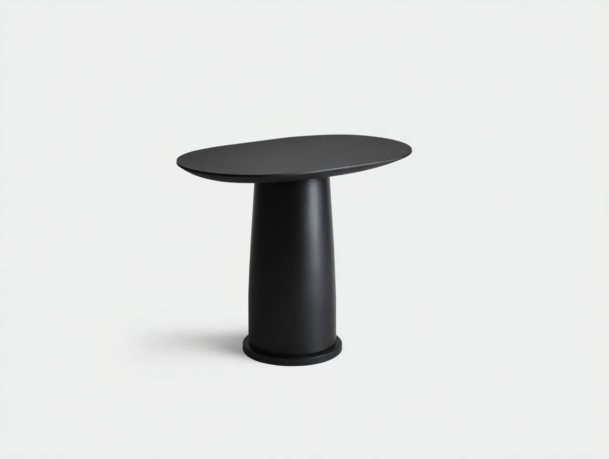 Beistelltisch oval aus Metall 55x40x52 cm - Schwarz - konischer Sockel für Wohnzimmer