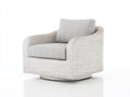 Loungesessel Rattan Stoff 86x84x77 cm - Weiß und Hellgrau - drehbarer Terrassenstil