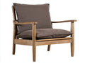 Loungesessel Holz Stoff 84x82x78 cm - Dunkelbraun und Naturholz - rustikaler Außenbereichsstil