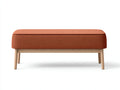 Sitzbank Stoff 130x42x48 cm - Rostorange und Naturholz - gepolsterter Stil für Schlafzimmer